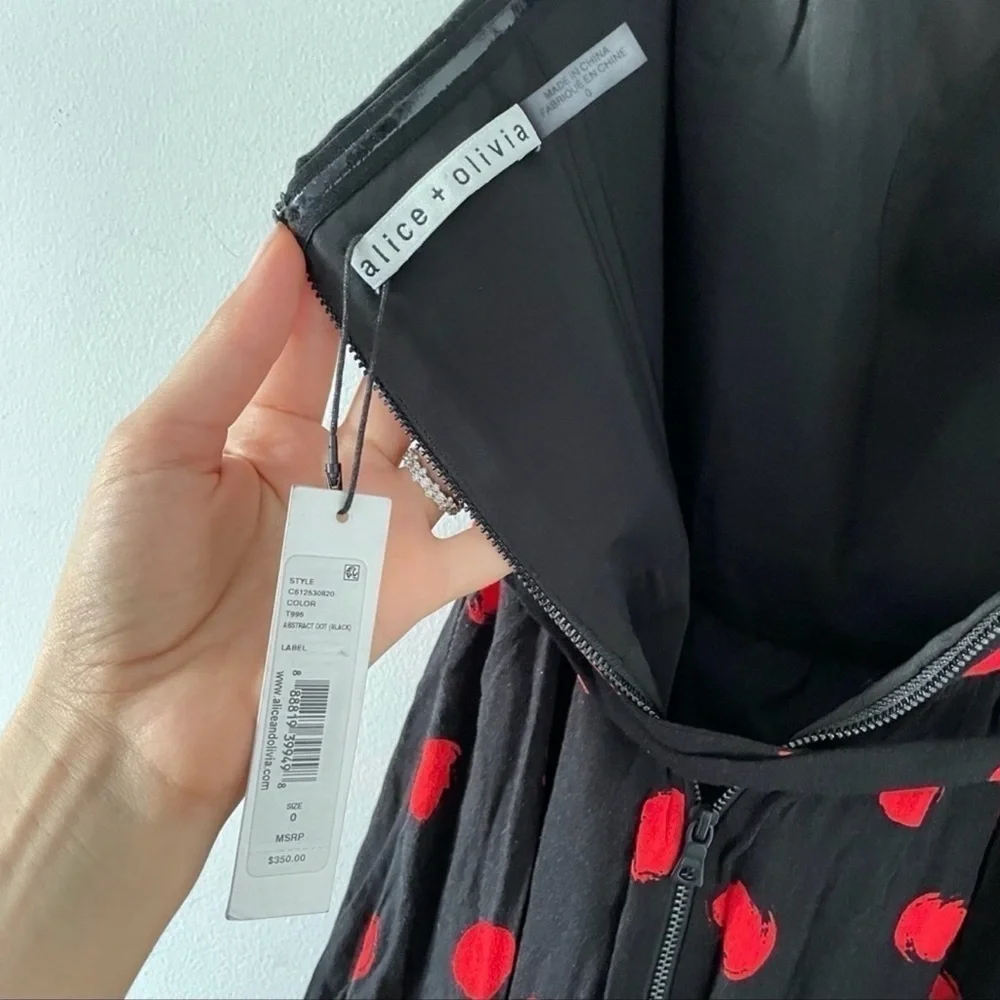Alice + Olivia Belva Polka Dot Strapless Midi Dress - Picture 5 of 5
